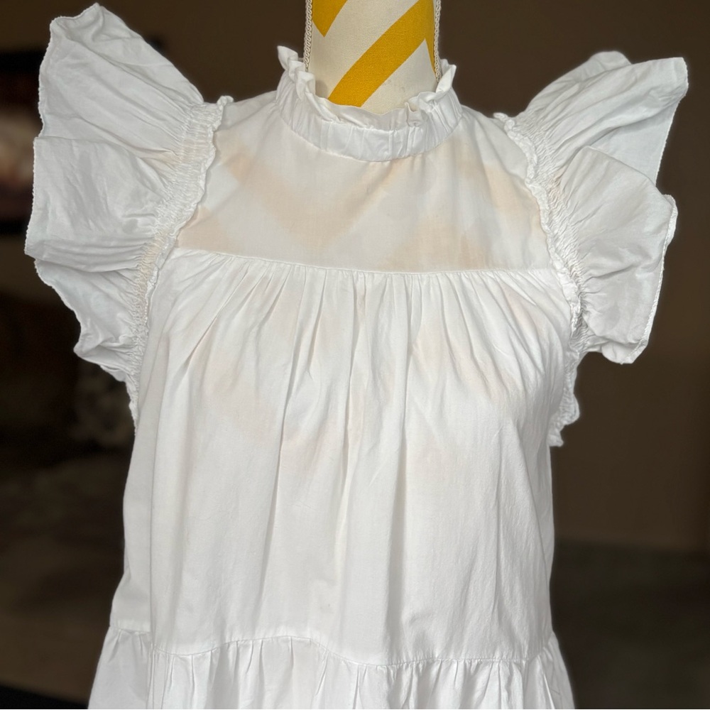Feminine White Ruffled Tiered Babydoll dress